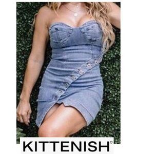 Kittenish NEW Penelope Bustier Strapless Denim Dress